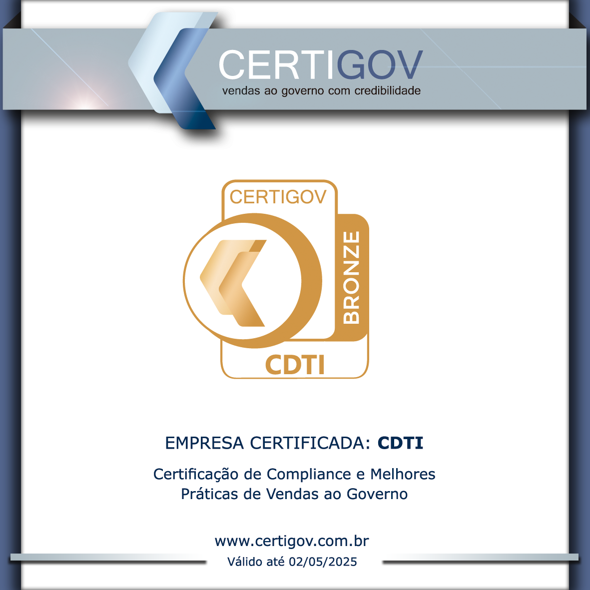 CDTI renova certificação CERTIGOV