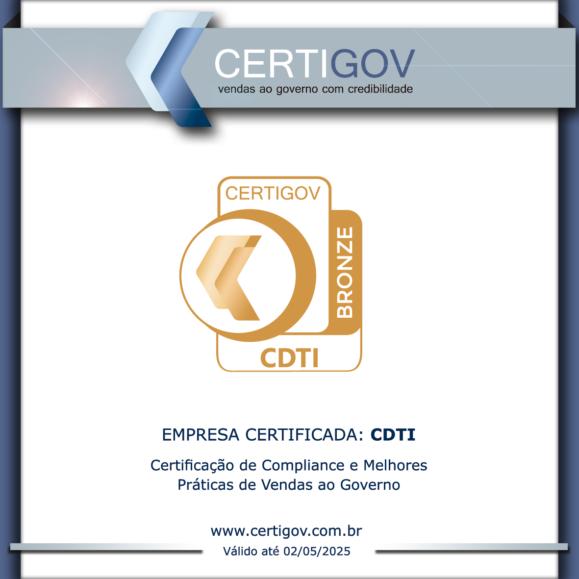 Leia mais sobre o artigo CDTI renova certificação CERTIGOV